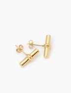 Gold T-Bar Stud Earrings